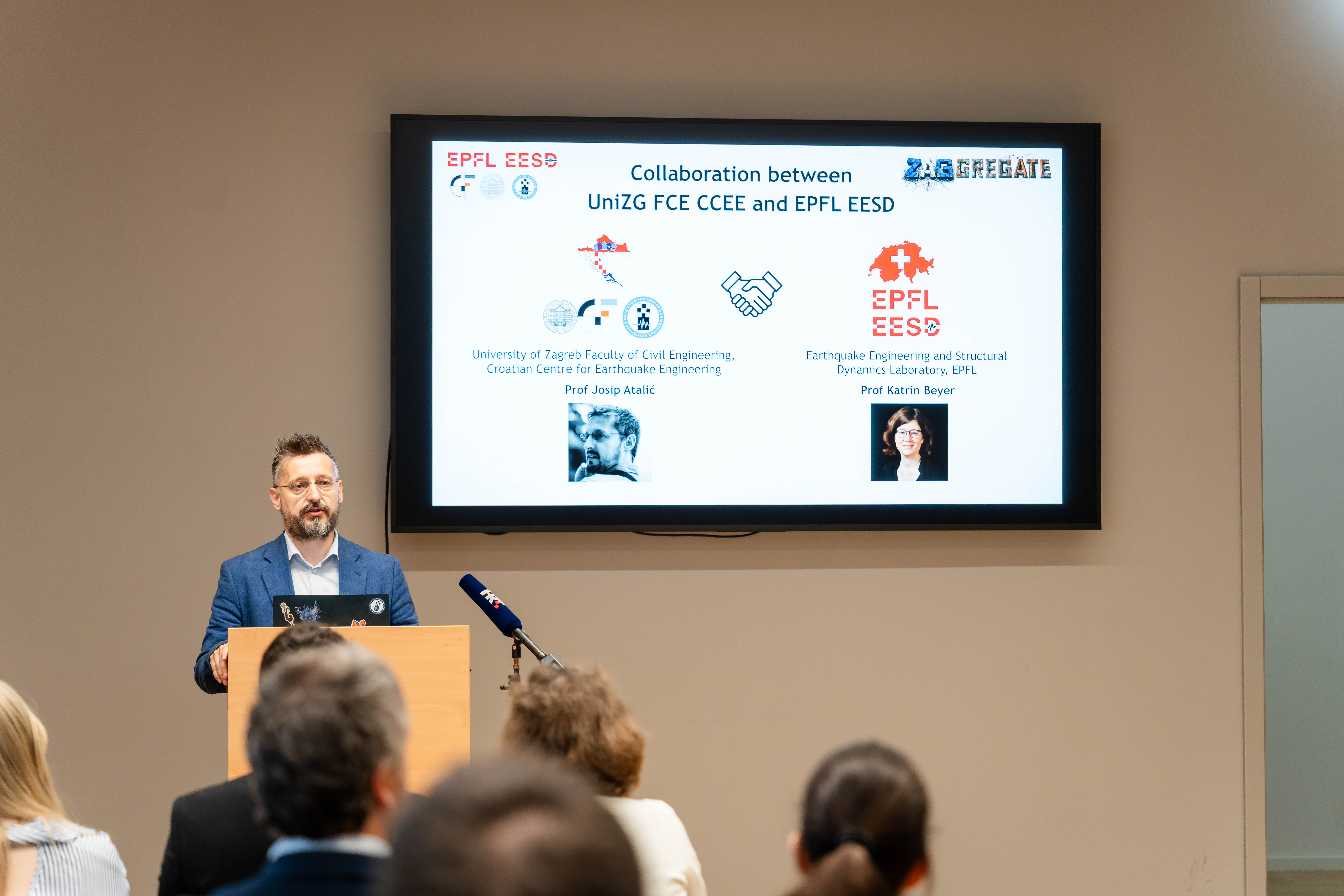 Prof. Josip Atalić presenting the ZAGGREGATE project
